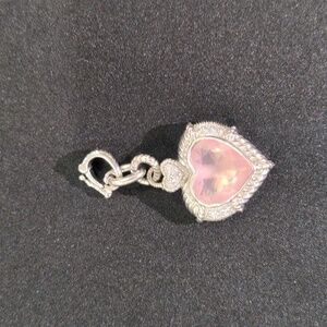 Judith Ripka Sterling silver double heart cz drop pendant